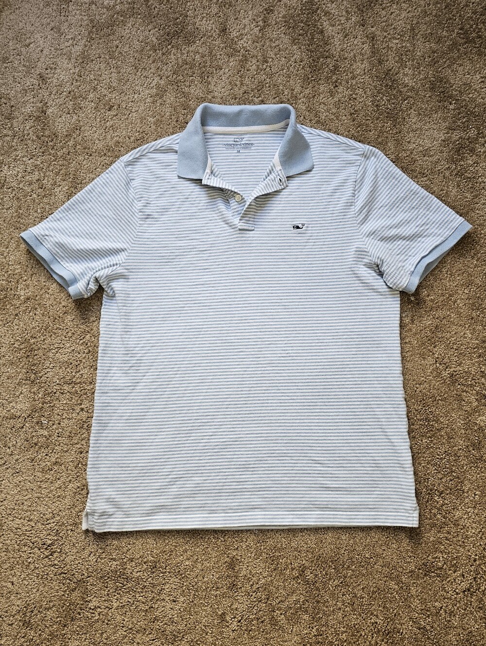 Vineyard Vines Light Blue & White Narrow Stripe Polo